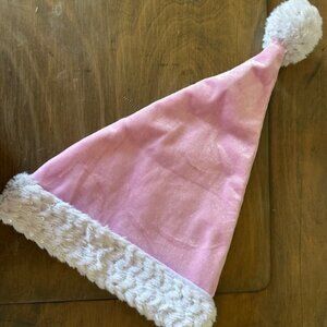 Pink Velvet Santa Hat with White Rhinestone Pom Pom    8414